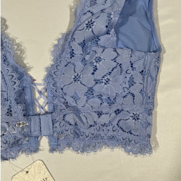 NWT‎ $48 Free People In Clouds Guipure Lace Longline Bra Blue - Picture 13 of 16